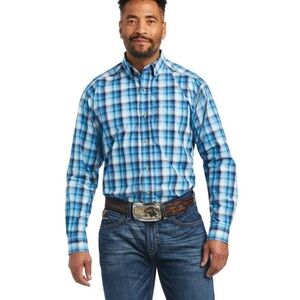 Ariat Men’s Pro Series Mateo Classic Fit Shirt Bach Blue Plaid X-Large
